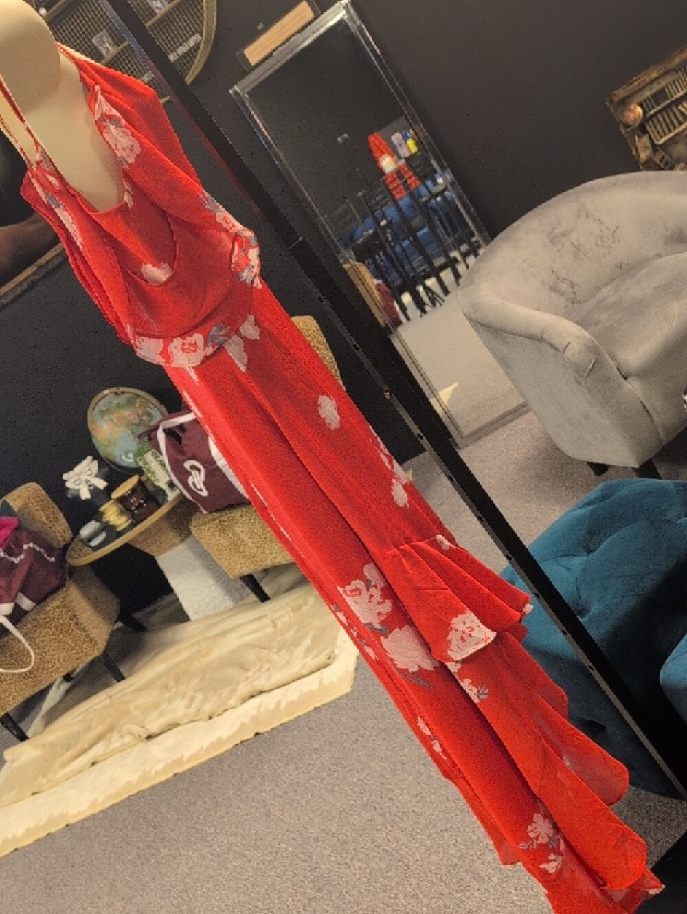 Lulu's Red Floral High-Low Ruffle Maxi Dress - Picture 9 of 10